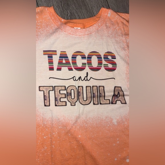 Tultex Women’s Size Large Graphic Tee Shirt Tacos & Tequila Orange Boutique EUC - Picture 2 of 6